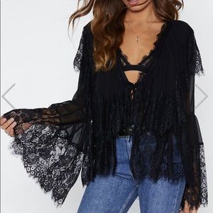 Lace Me Oversized Blouse